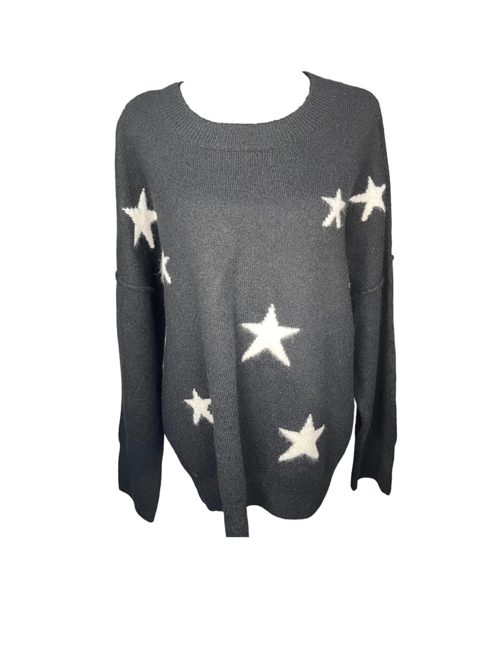 Vince Camuto Charcoal Crewneck Sweater with White Star Motif